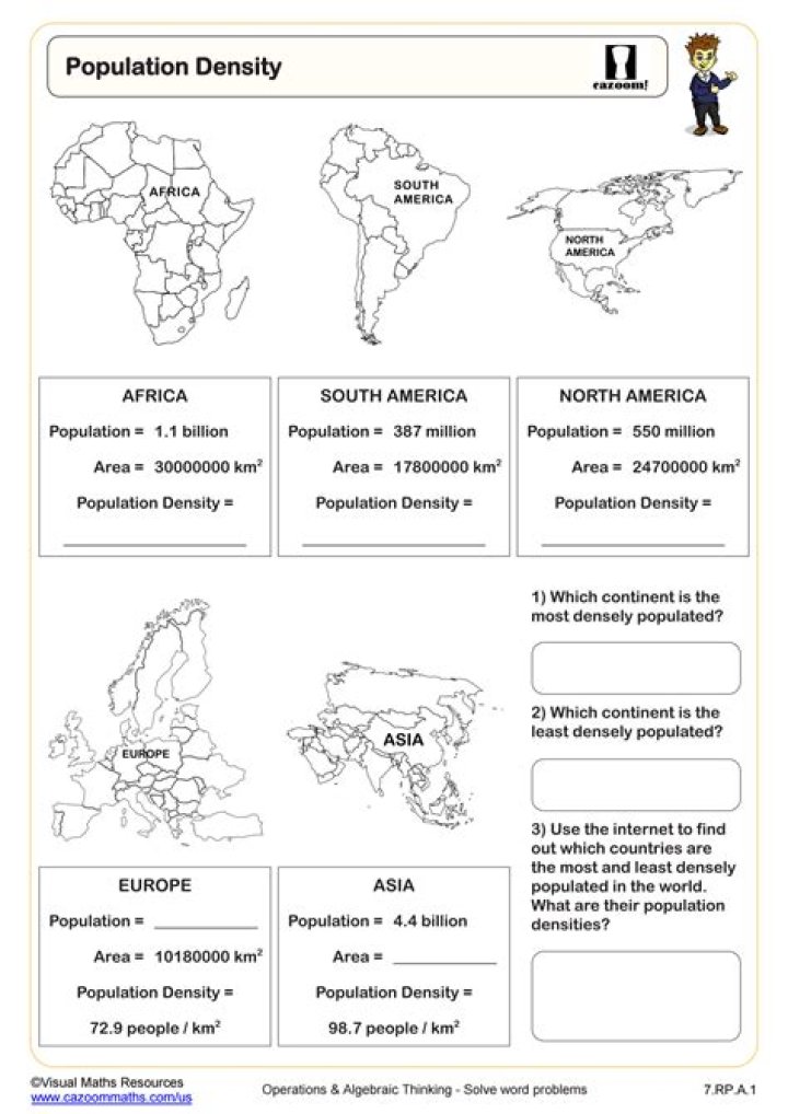Population Density Worksheet PDF – Printable Classrooms Resource