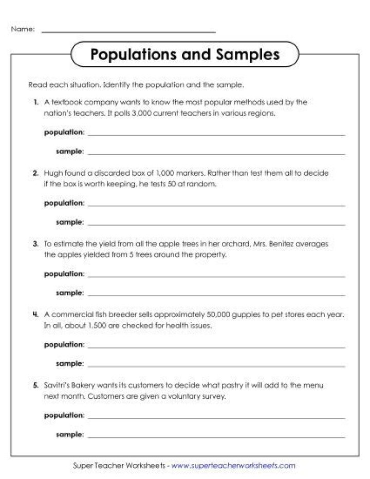 Population vs Sample Worksheet PDF for Accurate Data Analysis