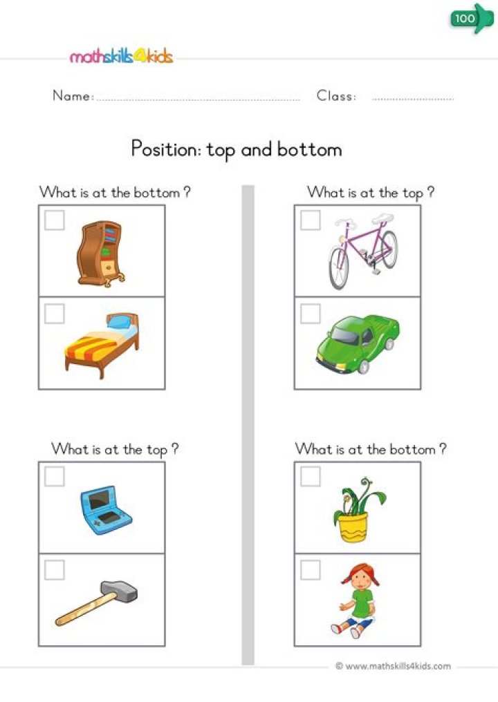 Free Kindergarten Position Worksheets PDF for Early Learning