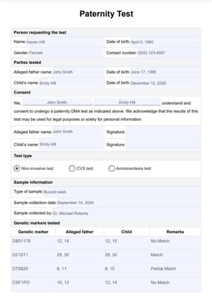 Free Positive Fake Paternity Test Results Template PDF – Download Now