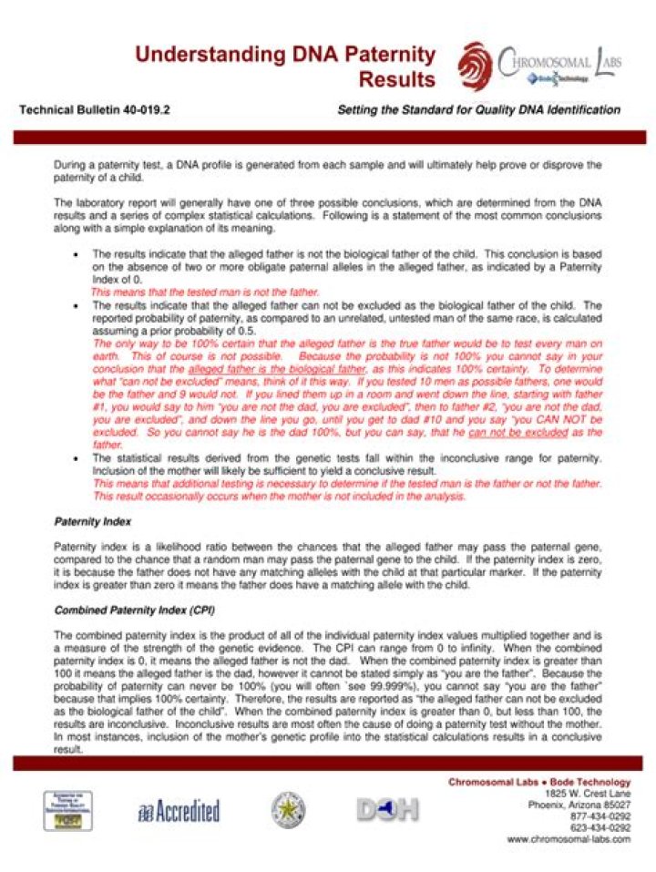 Positive Paternity Test Results Letter in PDF Format