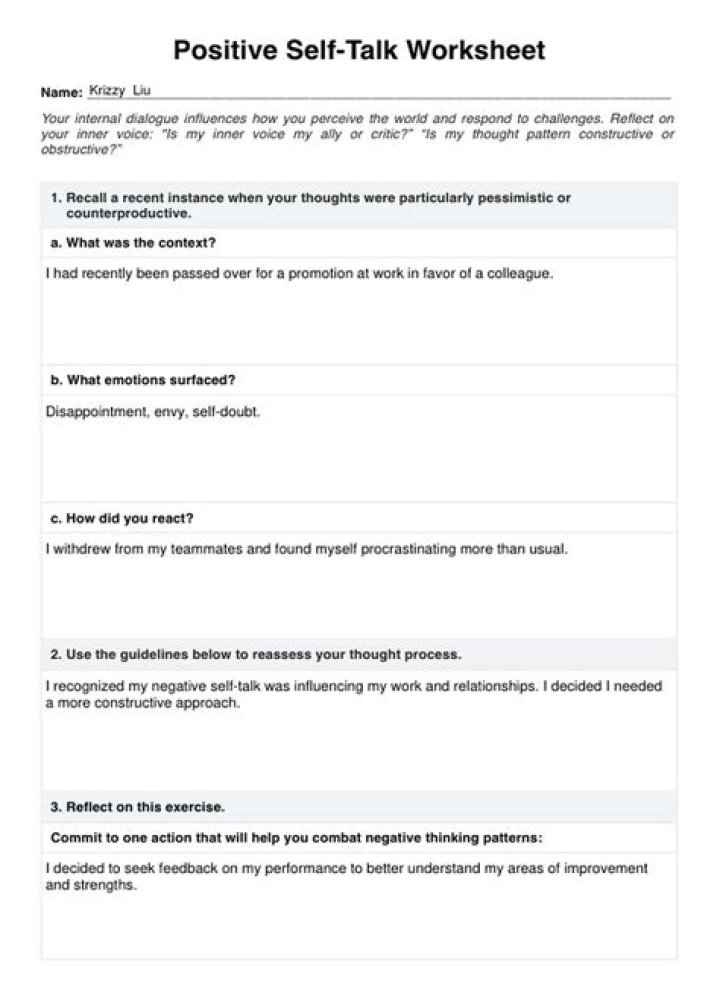 Positive Self Talk Worksheet PDF: Boost Your Confidence Daily