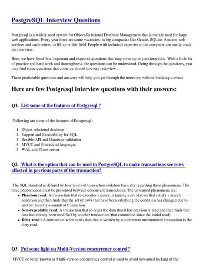 Top PostgreSQL Interview Questions PDF for 2024