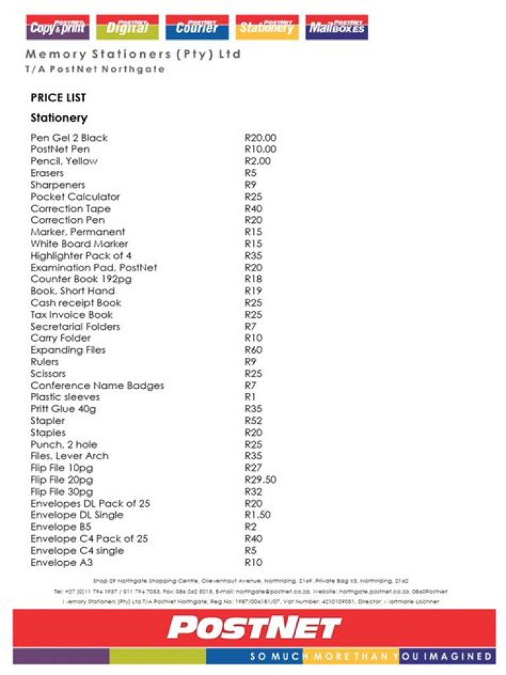 PostNet Price List PDF – Download Complete Pricing Guide