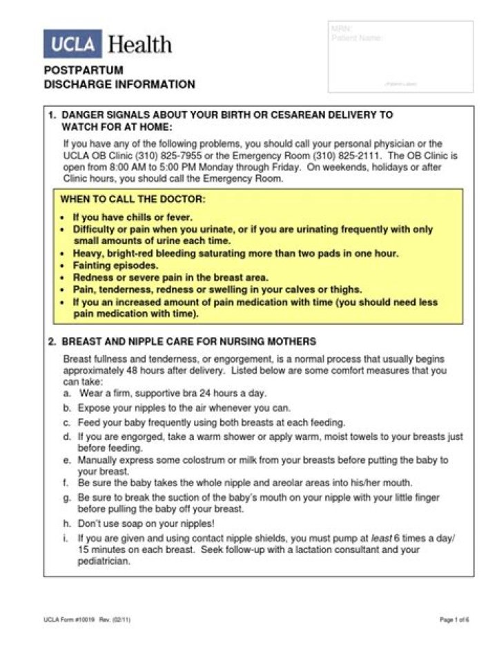 Complete Postpartum Discharge Plan PDF for New Moms