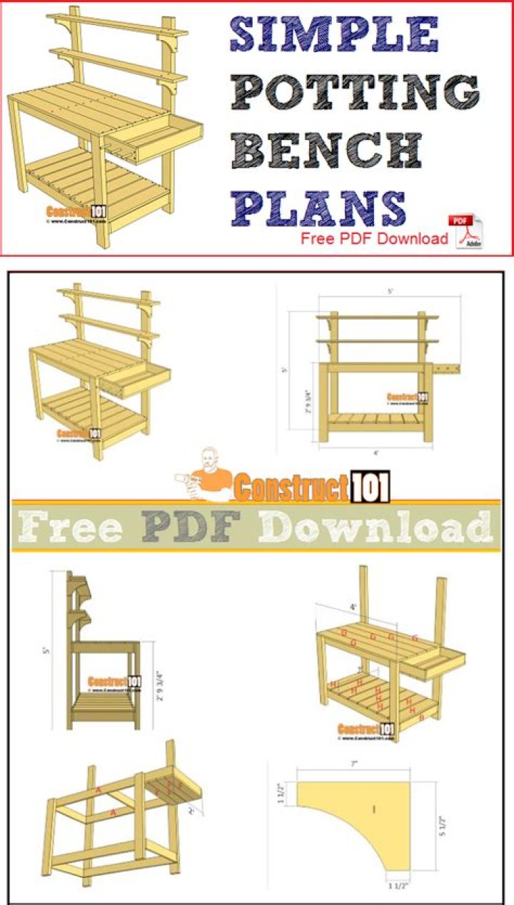 Download Free Potting Bench Plans PDF for DIY Garden Projects