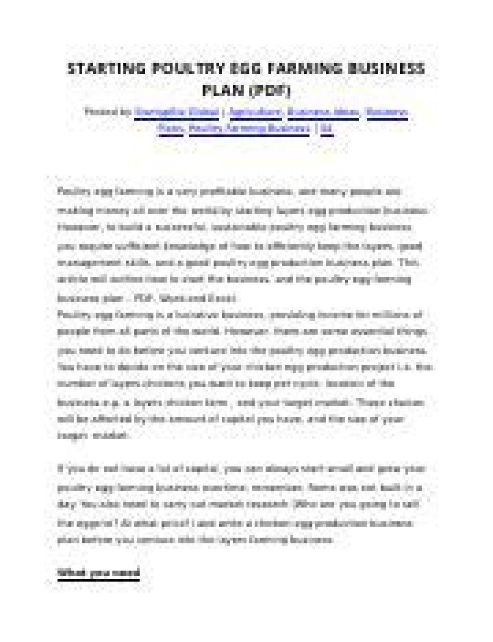 Poultry Egg Farming Business Plan PDF: Start & Grow Profitable Egg Production
