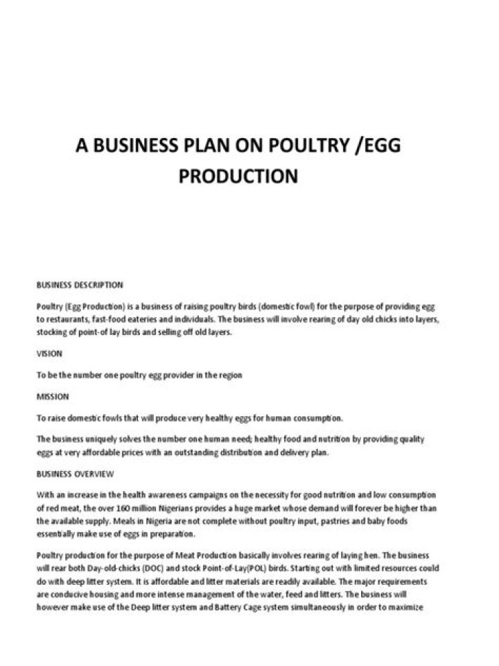 Poultry Egg Production Business Plan PDF: Full Step-by-Step Guide