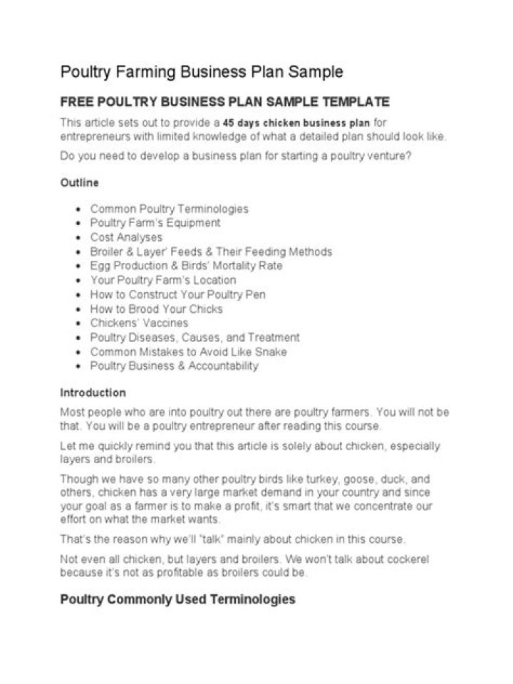 Poultry Farming Business Plan Sample PDF – Start Fast