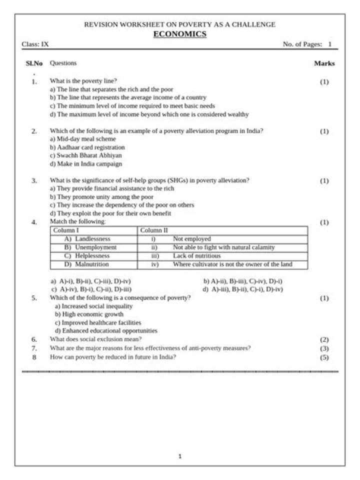 Free Poverty Worksheets PDF for Educators and Social Workers