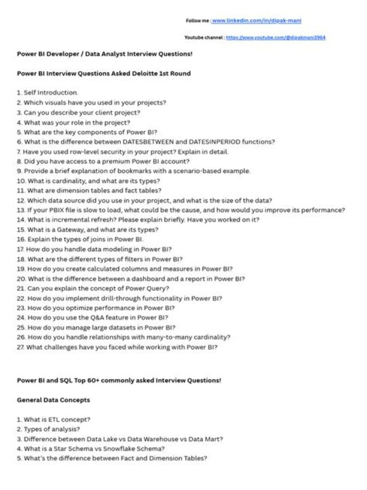 Power BI Developer Interview Questions PDF: Top 50 Must-Know Answers