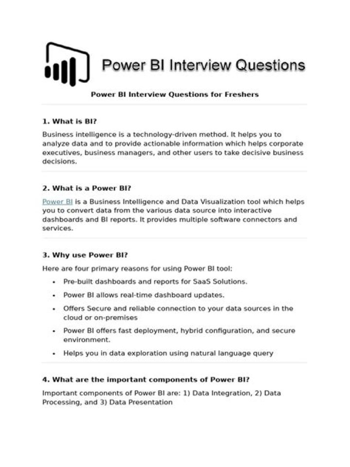 Power BI Interview Questions and Answers PDF – Free Download