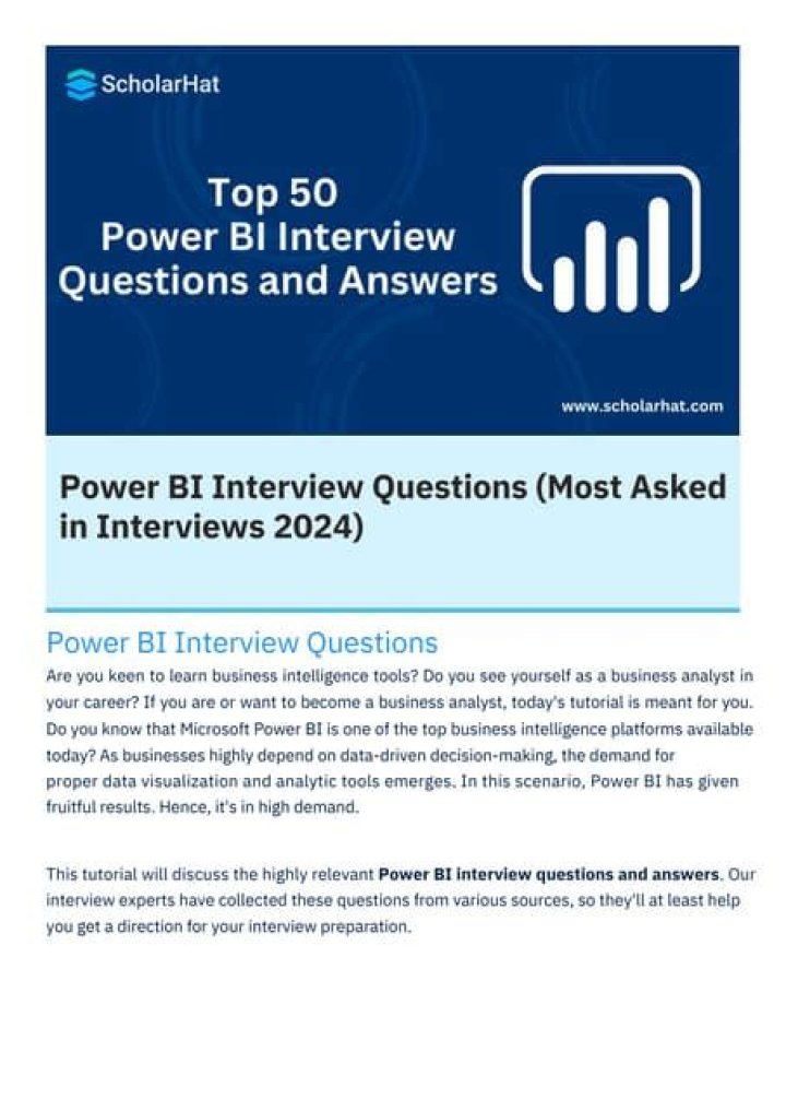 Power BI Interview Questions PDF: Top 50 Essential Questions for Success