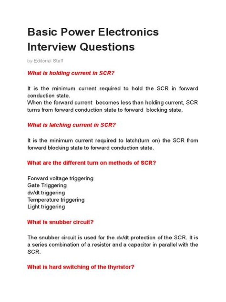 Power Electronics Interview Questions PDF: Expert Prep Guide