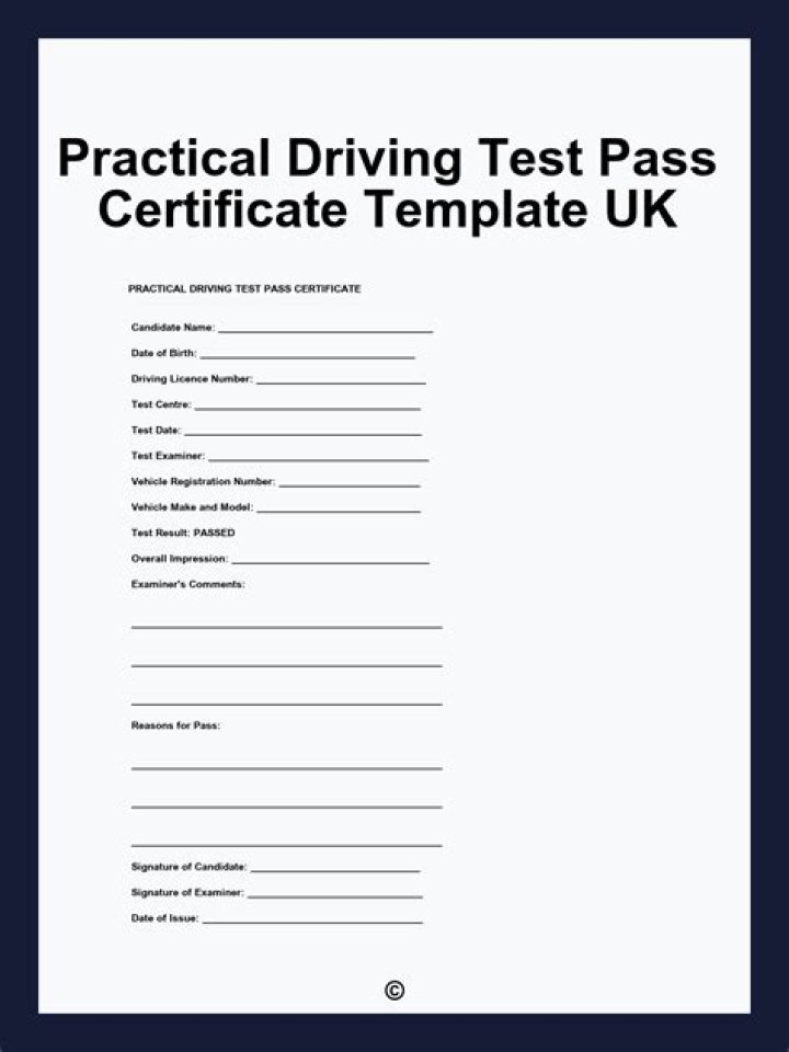 Practical Driving Test Pass Certificate PDF – Official Download