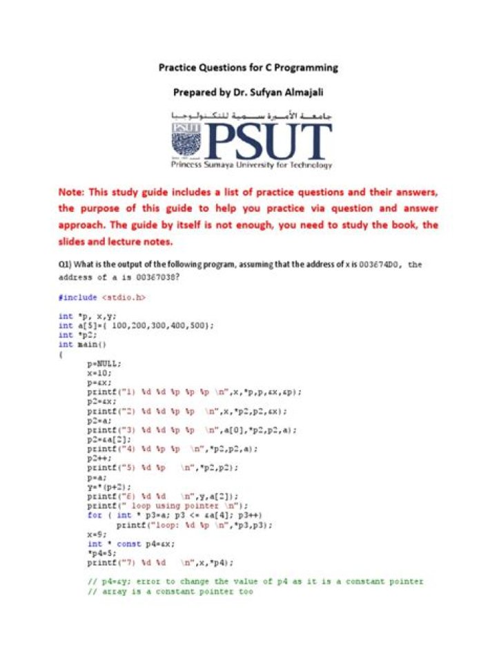 Practice Questions for C Programming PDF – Master C with Expert Exercises