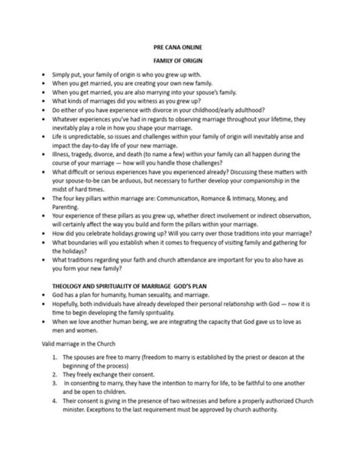 Pre-CANA Questions PDF: Essential Catholic Guidance for Preparing for Cancer Care