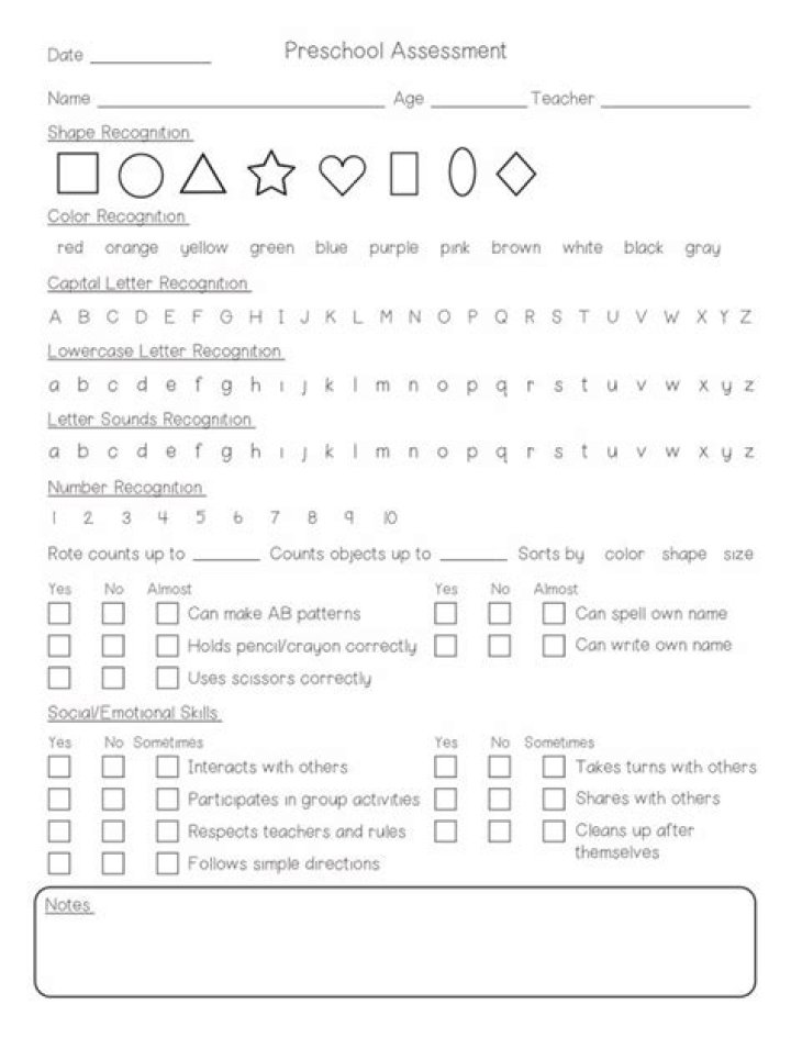 Free Pre-K Assessment Test PDF for Early Learning Readiness