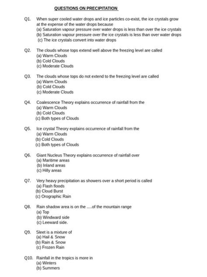 Precipitation Questions and Answers PDF: Expert Guide