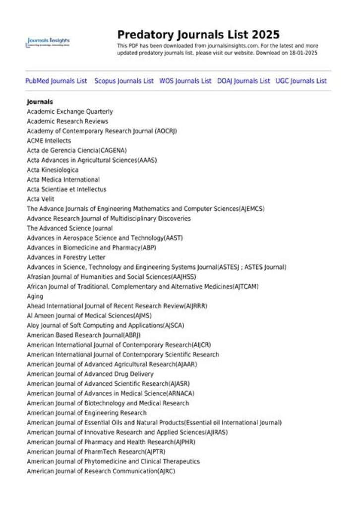 Predatory Journal List PDF: How to Spot and Avoid Predatory Journals