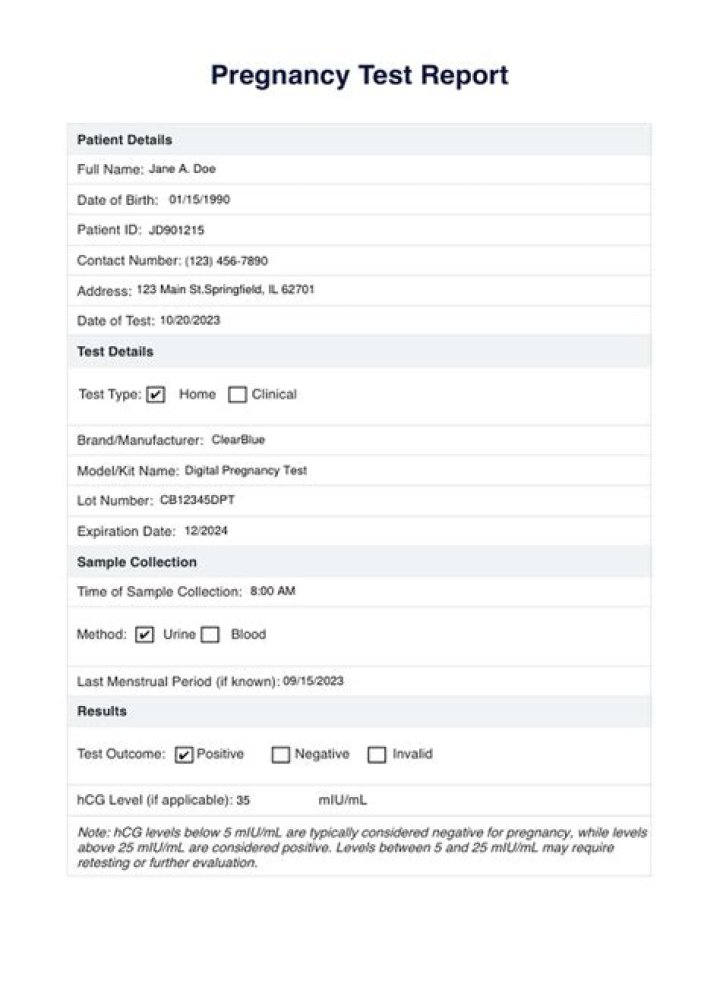 Positive Pregnancy Test Report PDF – Instant Results & Download
