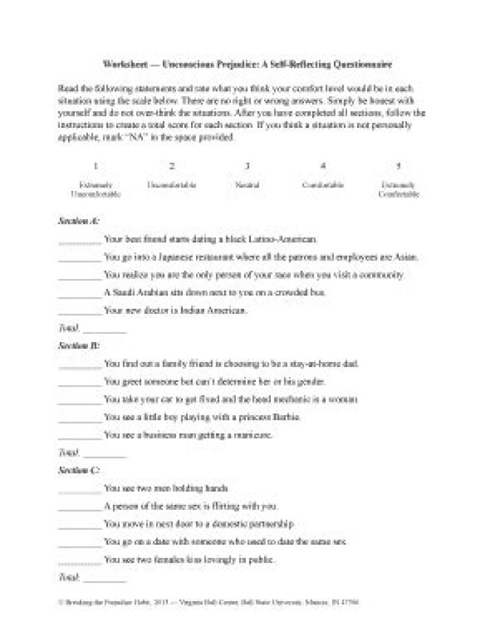 Prejudice Worksheet PDF: Learn & Reflect on Overcoming Bias