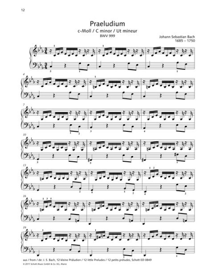 Prelude in C Minor by Bach – Free Sheet Music PDF