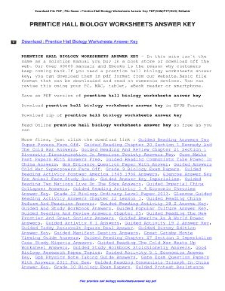 Prentice Hall Biology Workbook Answers PDF: Complete Solutions