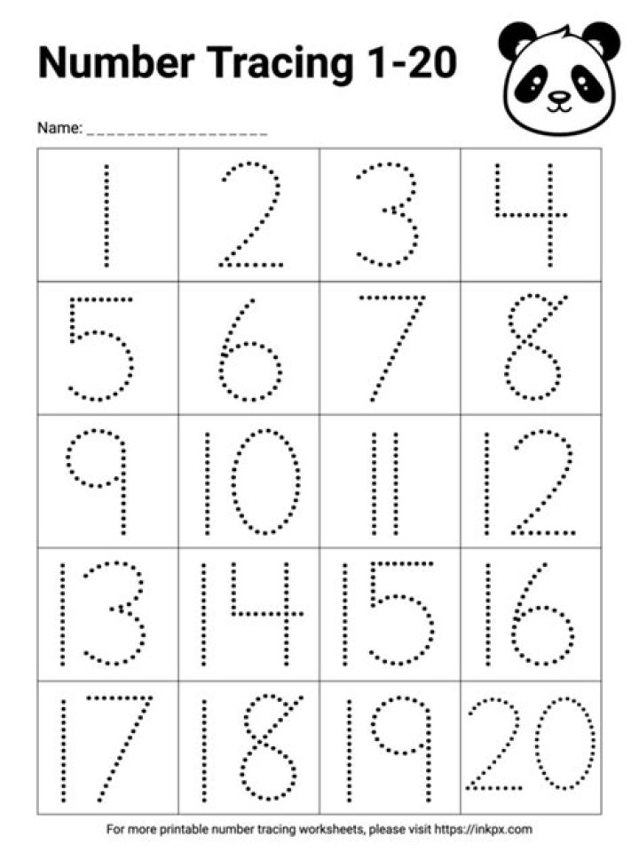 Free Printable Preschool Tracing Numbers 1 to 20 Worksheets PDF
