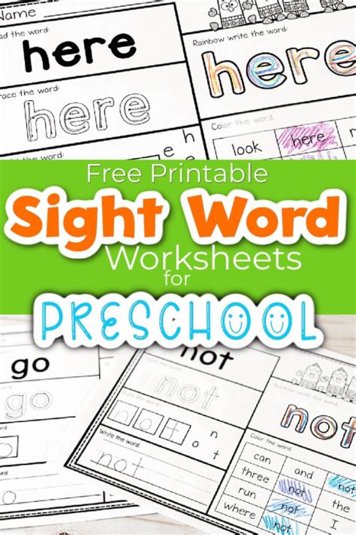 Printable Preschool Sight Words Worksheets PDF for Early Readers