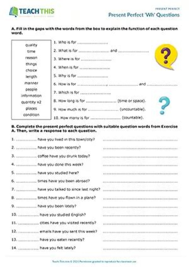Present Perfect Questions PDF: Practice & Answers