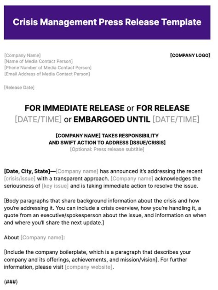 Press Release for Crisis Management PDF: Stay Prepared with Ready-to-Use Templates