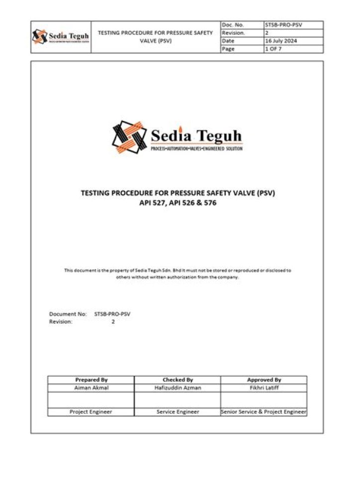 Pressure Safety Valve Testing Procedure: Essential PDF Guide