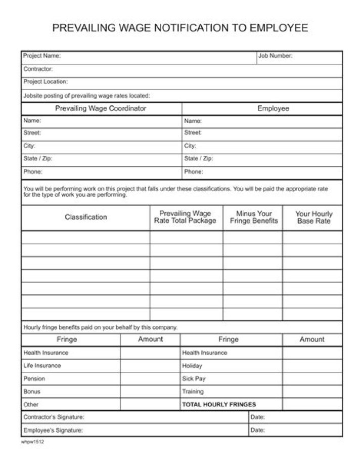 Prevailing Wage Rate Sheet for Wisconsin - PDF Download