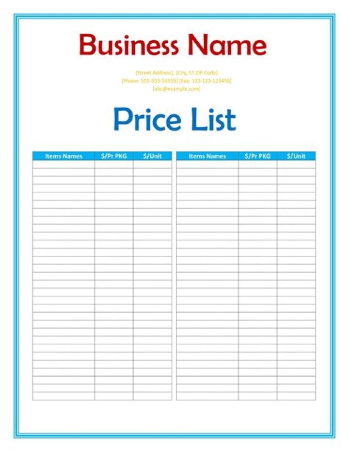Free Price List Sample PDF – Download Now