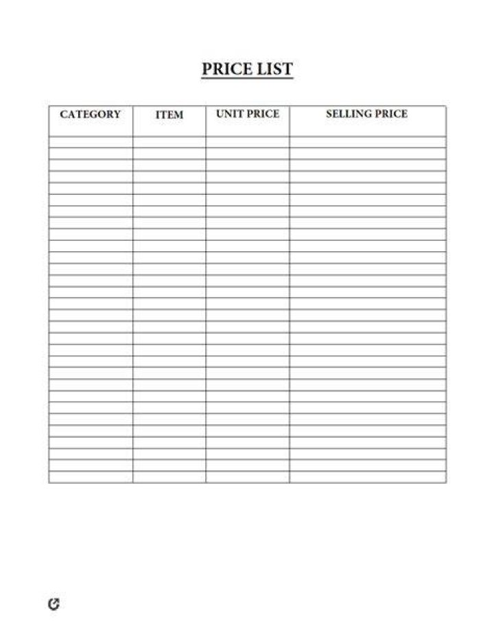 Free Price List Template PDF for Easy Business Pricing
