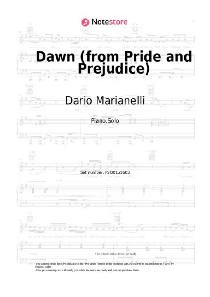 Pride and Prejudice Dawn Piano Sheet Music PDF – Play the Classic Today
