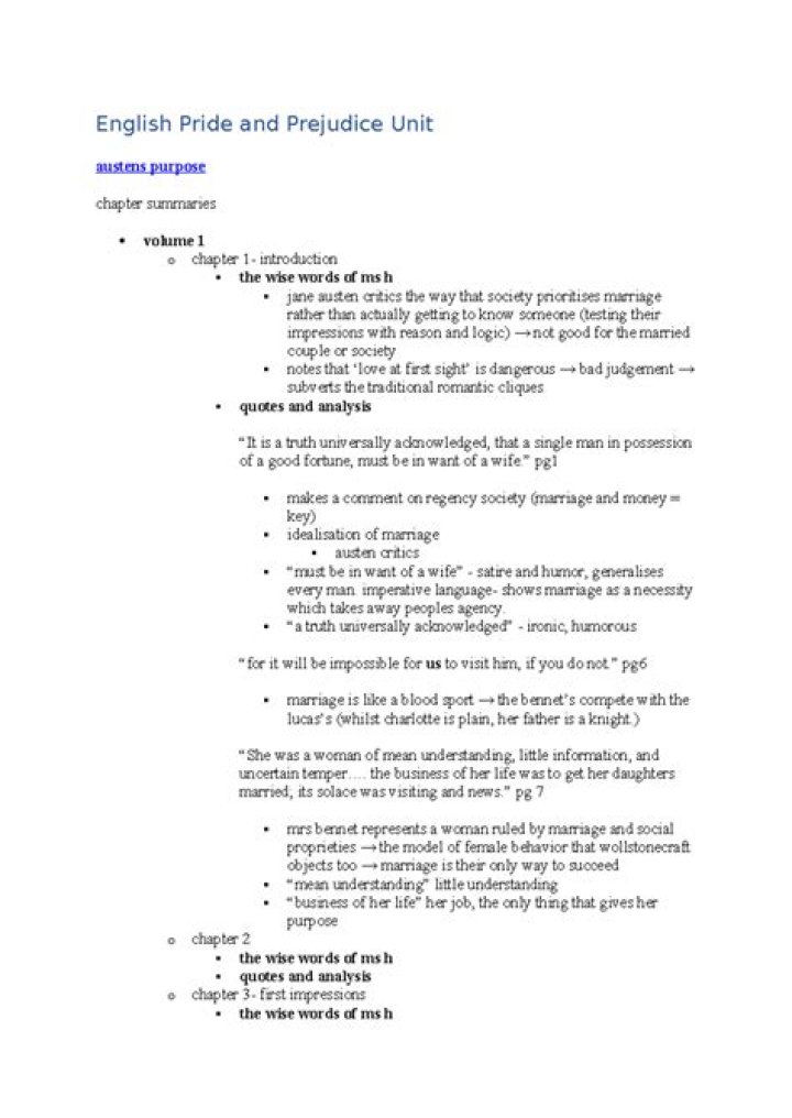Pride and Prejudice Unit Plan PDF – Free Classroom Lesson Guide
