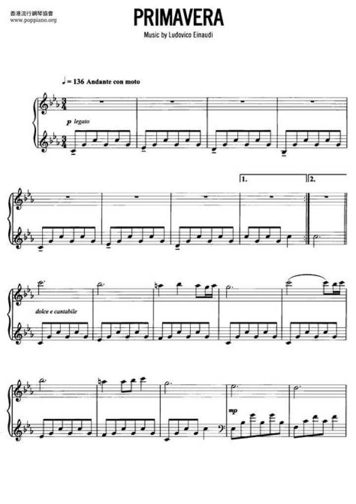 Primavera by Ludovico Einardi - PDF Sheet Music Download