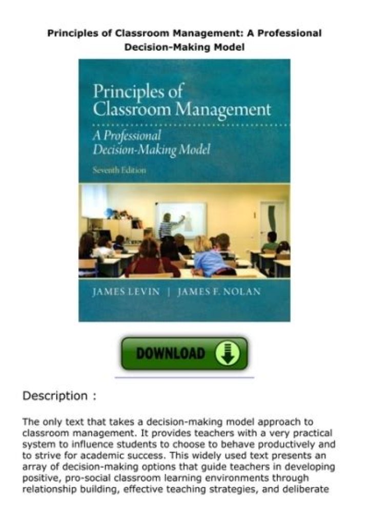 Mastering Classroom Management: A Professional Decision-Making Model PDF