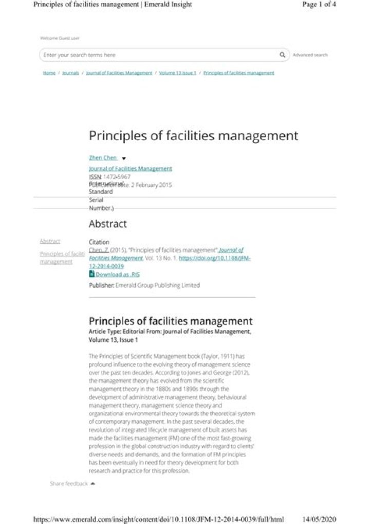Essential Principles of Facilities Management PDF Guide