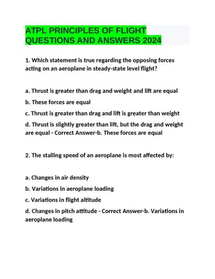 Principles of Flight Questions & Answers PDF – Expert Guide
