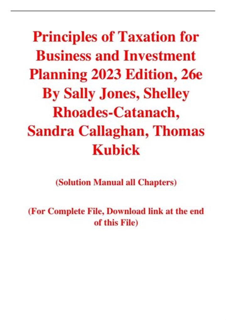 Principles of Taxation for Business and Investment Planning: Essential PDF Guide