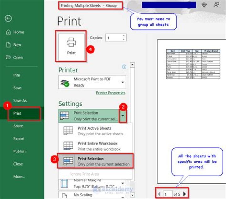 Print Excel to PDF for Multiple Sheets Instantly