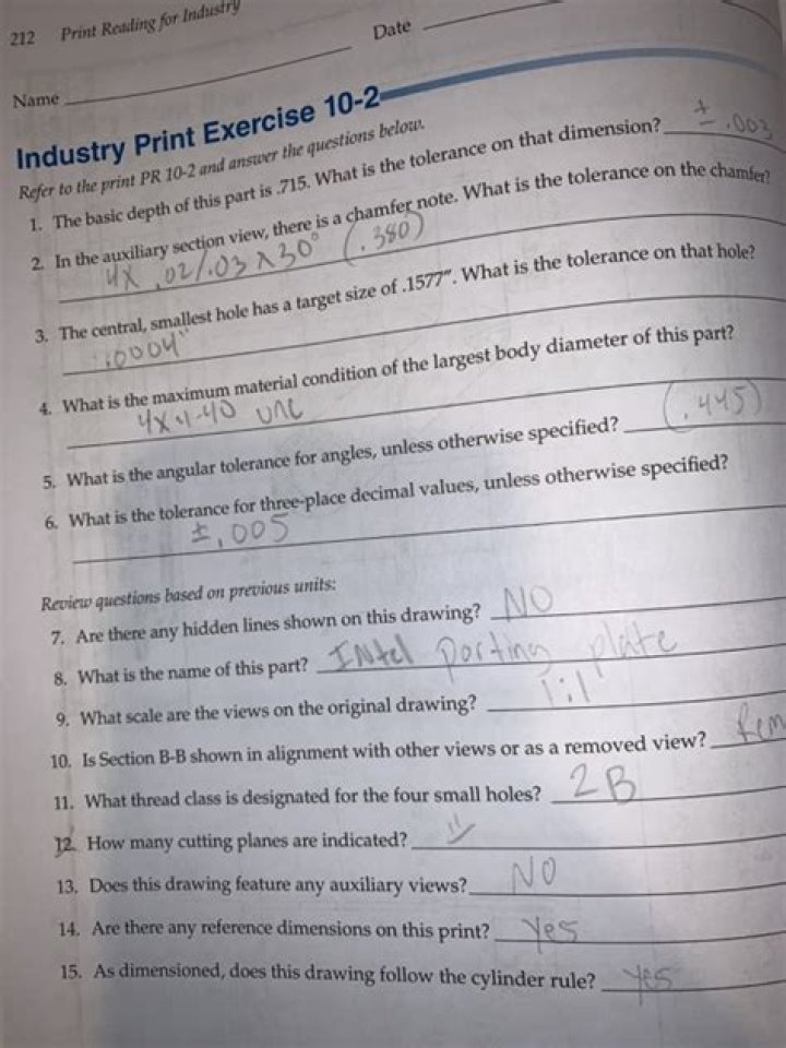 Print Reading for Industry 10th Edition Answer Key PDF – Full Answers