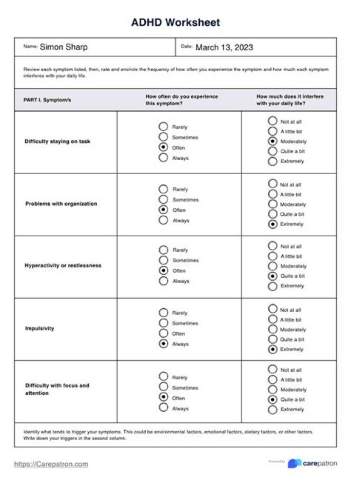 Free Printable ADHD Worksheets PDF for Focus & Organization