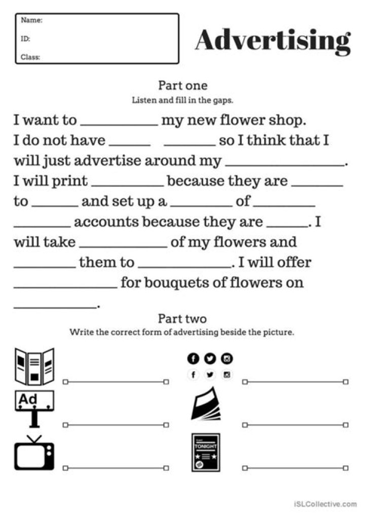 Printable Advertising Worksheet PDF for Easy Marketing Planning