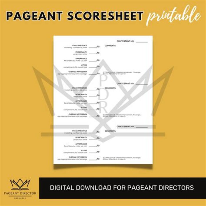 Printable Beauty Pageant Score Sheet PDF for Free Download