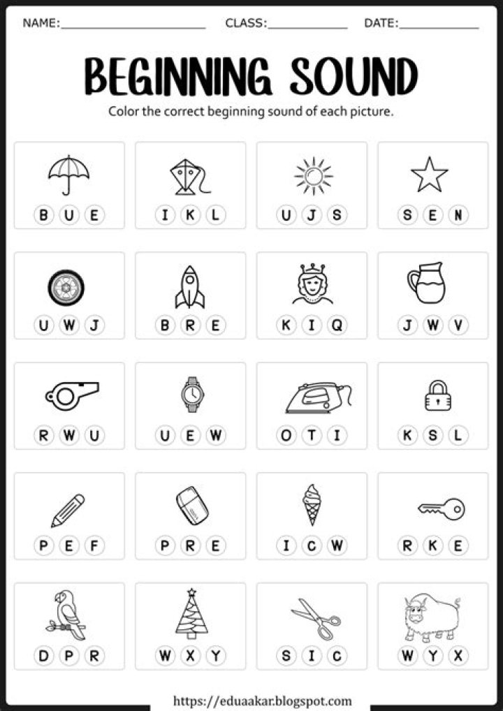 Printable Beginning Sounds Worksheets for Kindergarten PDF