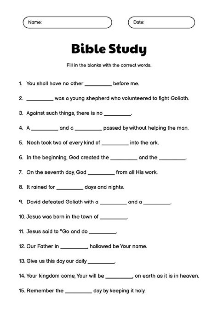 Printable Bible Study Worksheets for Adults PDF – Free Download
